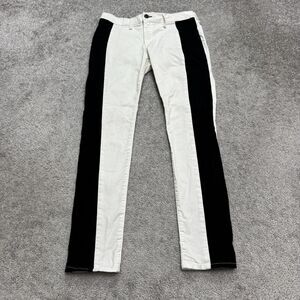 Rag & Bone Colorblock Skinny Ankle Denim Jeans Womens 30 Black White Mid Rise